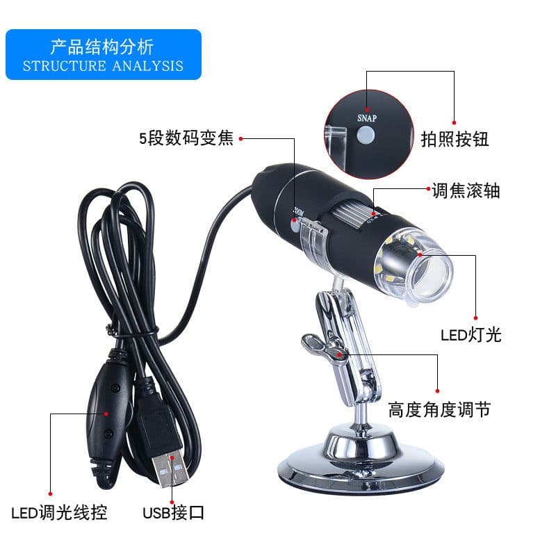 image-Foreign trade hot sale Off-the-shelf HD 1000x electron microscope USB digital magnifying glass Repair tool