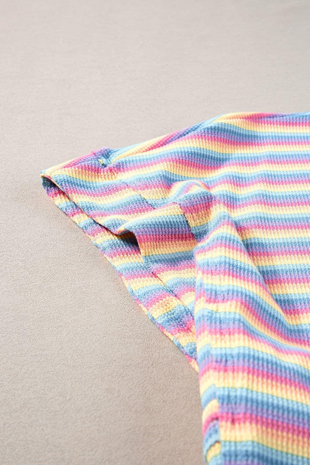 image-Pink Stripe Rainbow Tee Wide Leg Pants Set
