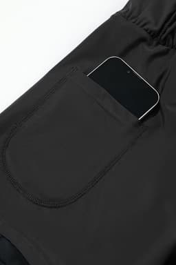 image-Black Pocketed Wide Waistband Swim Shorts