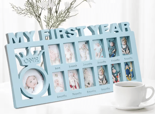 image-Baby Monthly Milestone Photo Frame - Wall Mount White