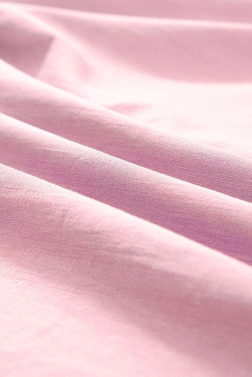 image-Pink Floral Embroidered Puff Sleeve Blouse with Split Neck & Tie Detail
