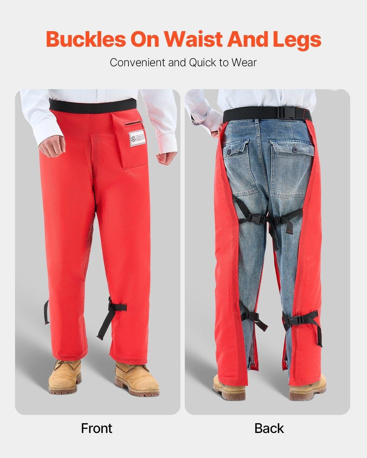 image-VEVOR Apron Style Chainsaw Chaps, Class C, 8 Layers Chainsaw Pants with Adjustable Belt & Gear Pocket, Chain Saw Chaps for Men/Women, Chainsaw Safety Equipment for Loggers Forest Workers, Large