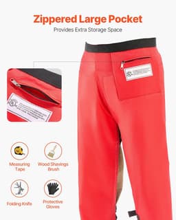 image-VEVOR Apron Style Chainsaw Chaps, Class C, 8 Layers Chainsaw Pants with Adjustable Belt & Gear Pocket, Chain Saw Chaps for Men/Women, Chainsaw Safety Equipment for Loggers Forest Workers, Large