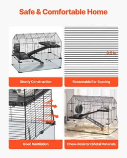image-VEVOR Hamster Cage, 360° Viewing Transparent Hamster Habitats, Small Animal Cage, 29.5 x 17.3 x 24 in, Ventilated Pet Mouse Cages with Water Bottle, Portable Hamster House for Rats, Guinea Pigs