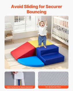image-VEVOR Climbing Toys, 4-Piece Set, Foam Climbing Toys for Toddlers 6 Months to 3 Years Old, PU Leather Climbing Blocks, Indoor Climb and Crawl Activity Playset for Crawling & Sliding, Easy to Clean