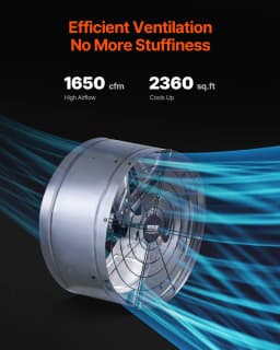 image-VEVOR Gable Mount Fan, 15 Inch Attic Exhaust Fan with Adjustable Thermostat & Outer Mesh, 1300 CFM House Ventilator Cools Up to 1850 Sq.Ft, Quiet Ventilation for Roof, Garage & Shop, Galvanized Color