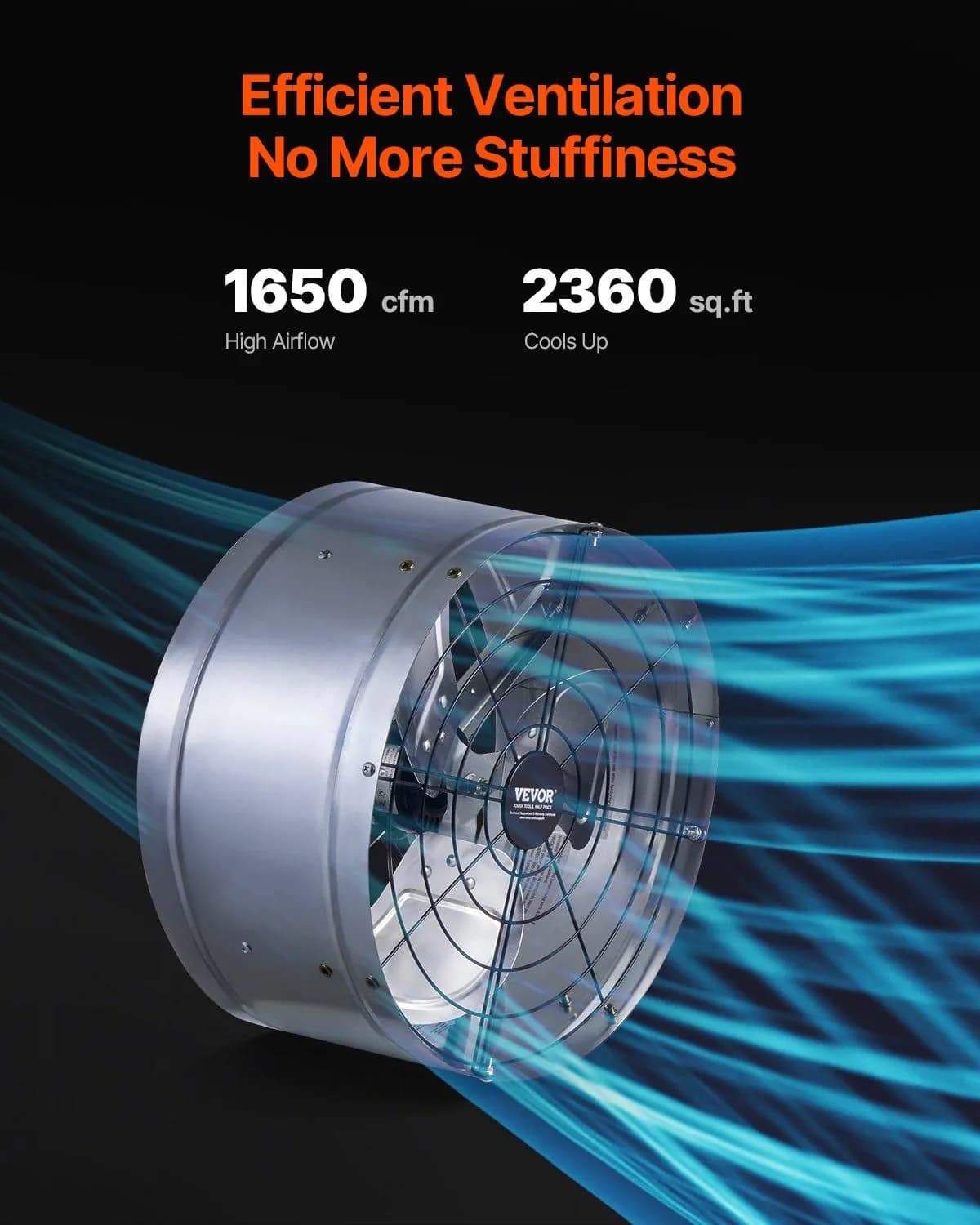 image-VEVOR Gable Mount Fan, 15 Inch Attic Exhaust Fan with Adjustable Thermostat & Outer Mesh, 1300 CFM House Ventilator Cools Up to 1850 Sq.Ft, Quiet Ventilation for Roof, Garage & Shop, Galvanized Color