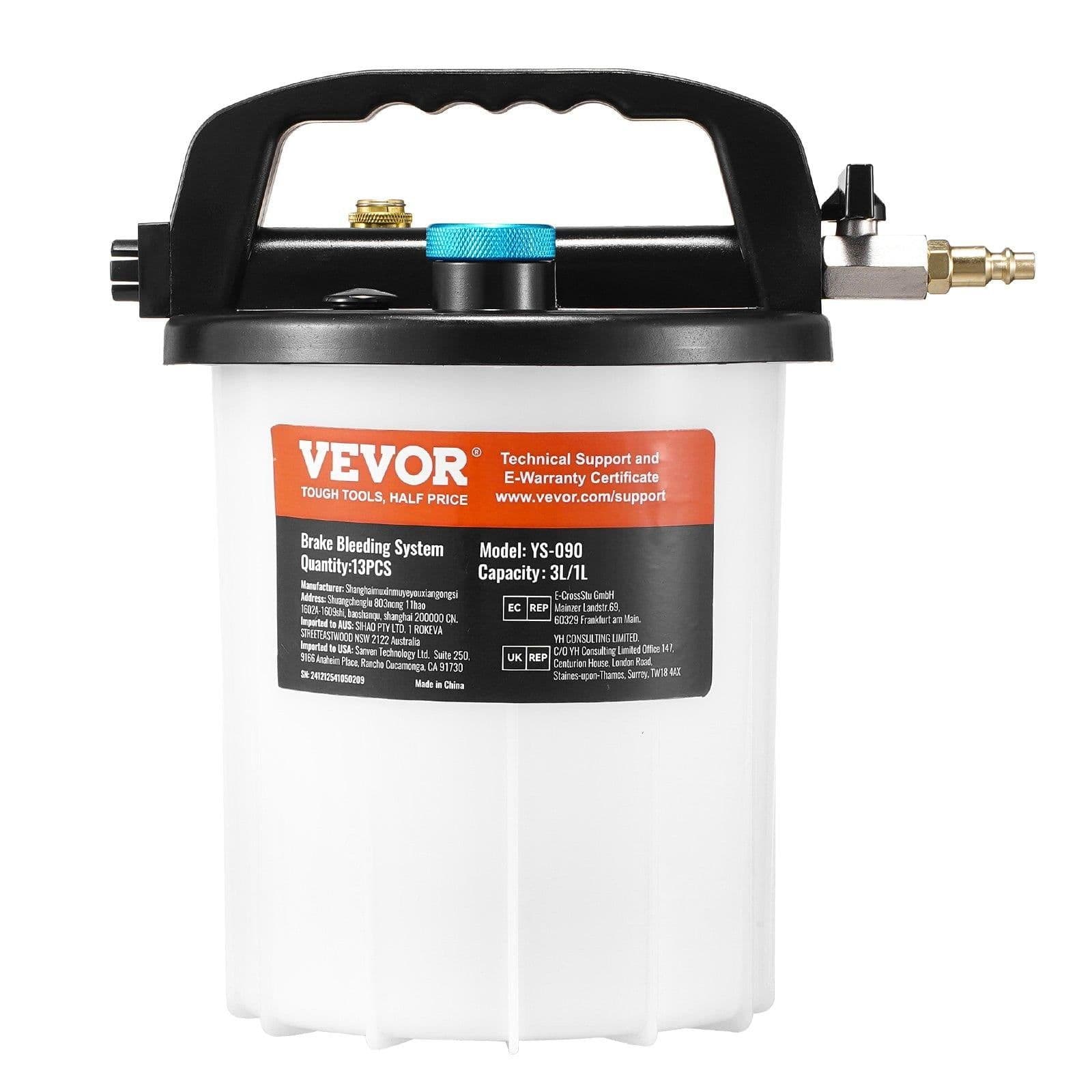 image-VEVOR Brake Bleeder Kit - 3L Fluid Extractor with 1L Bottle