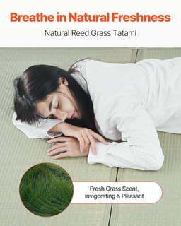 image-VEVOR Japanese Tatami Mat, Queen Size Foldable Japanese Tatami Mattress( Natural Rush Grass), Japanese Floor Mattress with Non-Slip Backing & Fresh Scent, Futon Mattress for Sleeping Meditation Yoga
