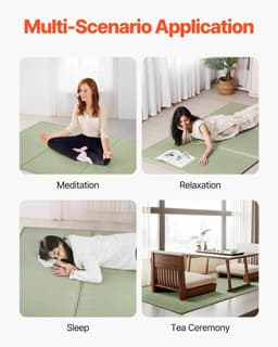 image-VEVOR Japanese Tatami Mat, Queen Size Foldable Japanese Tatami Mattress( Natural Rush Grass), Japanese Floor Mattress with Non-Slip Backing & Fresh Scent, Futon Mattress for Sleeping Meditation Yoga