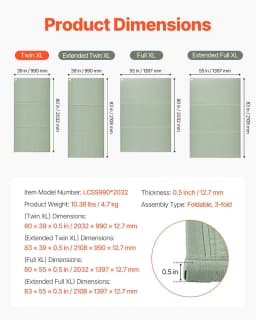 image-VEVOR Japanese Tatami Mat, Twin Size Foldable Japanese Tatami Mattress( Natural Rush Grass), Japanese Floor Mattress with Non-Slip Backing & Fresh Scent, Futon Mattress for Sleeping Meditation Yoga