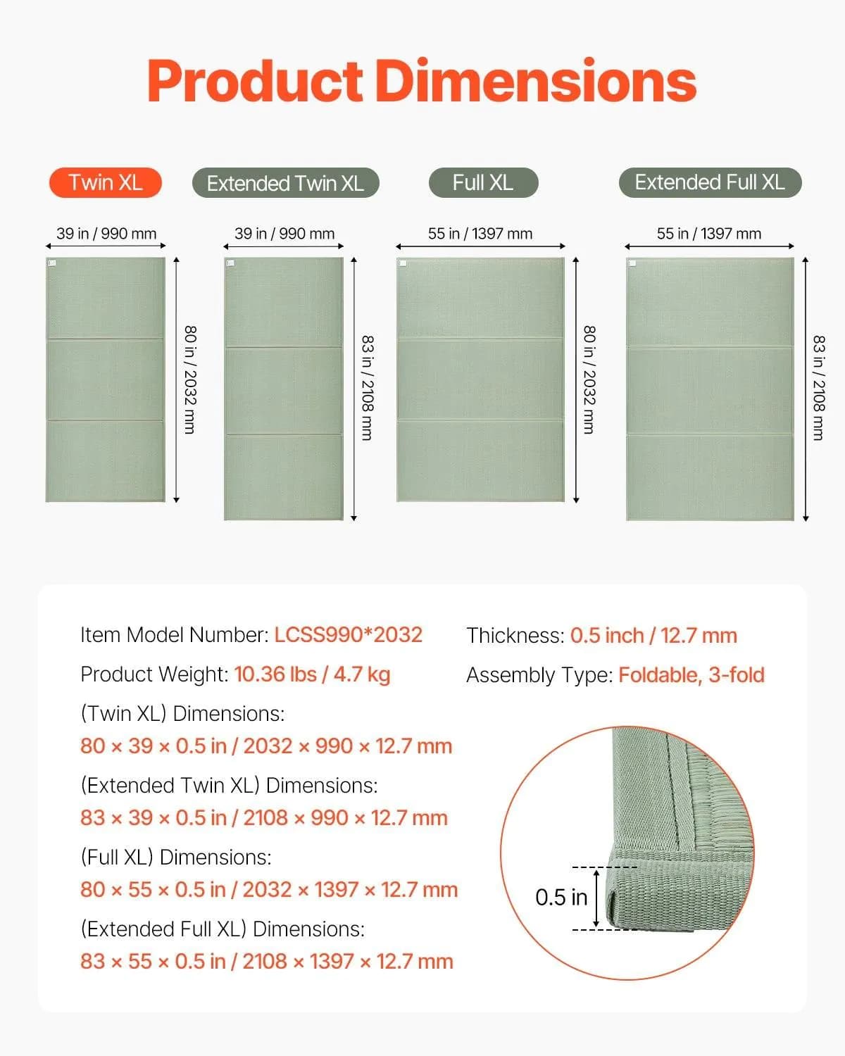 image-VEVOR Japanese Tatami Mat, Twin Size Foldable Japanese Tatami Mattress( Natural Rush Grass), Japanese Floor Mattress with Non-Slip Backing & Fresh Scent, Futon Mattress for Sleeping Meditation Yoga