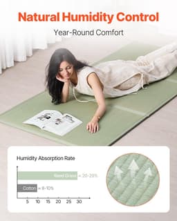 image-VEVOR Japanese Tatami Mat, Twin Size Foldable Japanese Tatami Mattress( Natural Rush Grass), Japanese Floor Mattress with Non-Slip Backing & Fresh Scent, Futon Mattress for Sleeping Meditation Yoga