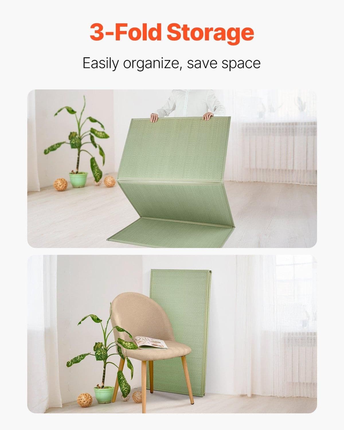 image-VEVOR Japanese Tatami Mat, Twin Size Foldable Japanese Tatami Mattress( Natural Rush Grass), Japanese Floor Mattress with Non-Slip Backing & Fresh Scent, Futon Mattress for Sleeping Meditation Yoga