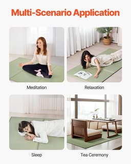 image-VEVOR Japanese Tatami Mat, Twin Size Foldable Japanese Tatami Mattress( Natural Rush Grass), Japanese Floor Mattress with Non-Slip Backing & Fresh Scent, Futon Mattress for Sleeping Meditation Yoga
