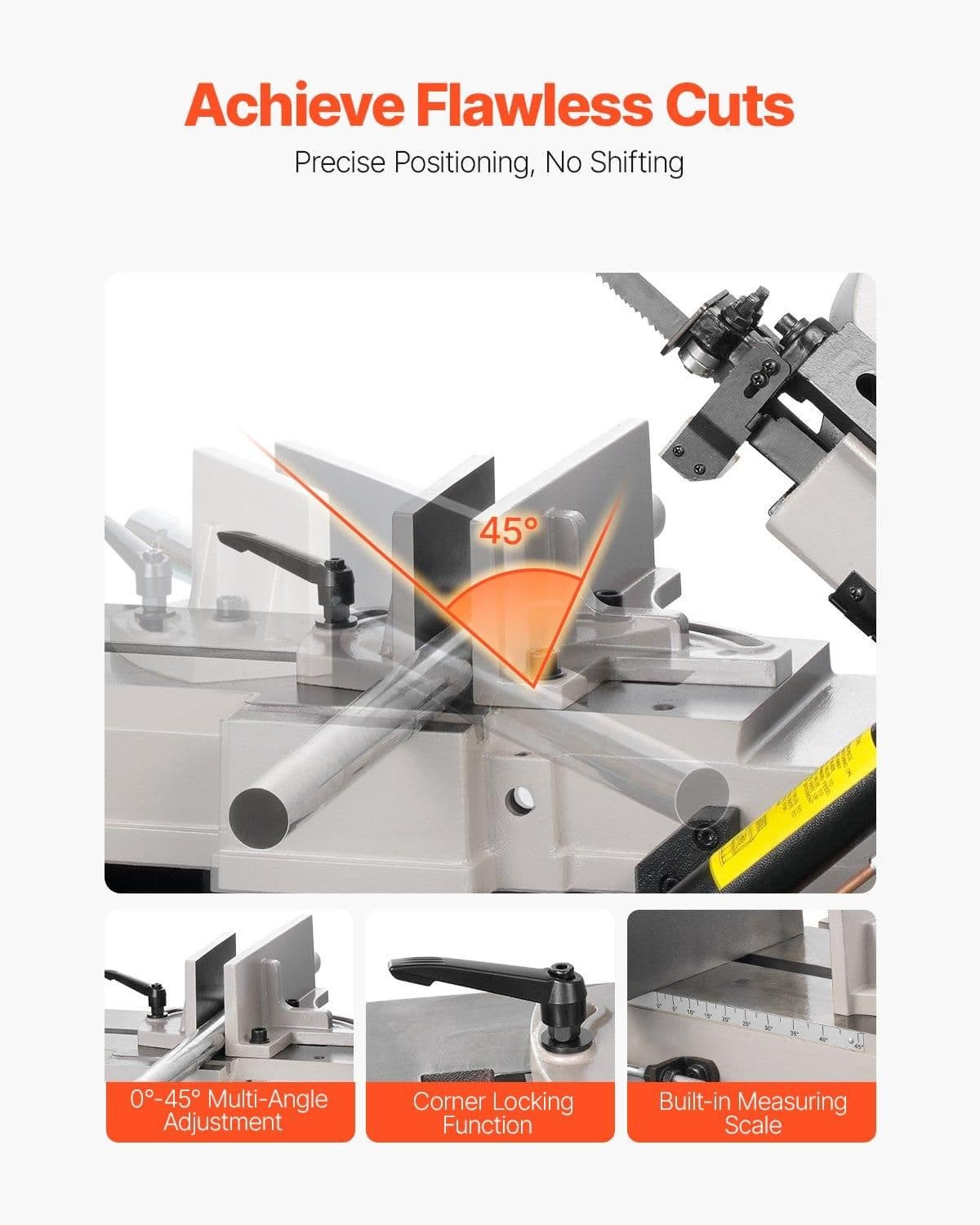 image-VEVOR Metal Horizontal Band Saw, 7 x 12 in Rectangular Cutting Capacity, 110/220V Metal Vertical Cutting Bandsaw with 1.1 kW Motor, 0-45° Angle Adjustment, Variable Speed, for Metal, Wood, and Plastic