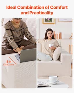image-VEVOR Modular Sectional Sofa, L Shaped Modular Sofa Deep Seat, Cloud Sectional Couch with High Rebound Sponge and Density, Upholstered Corduroy Couch with Cushion for Living Room, Bedroom, Beige