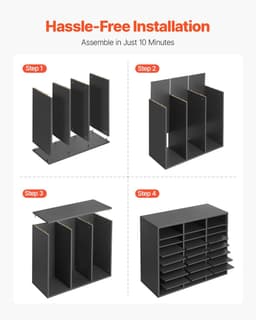 image-VEVOR Literature Organizer, 24 Compartments Office Mailbox with Adjustable Shelves, Wooden Mailbox Sorter Medium Density Fiberboard Office Home Classroom Storage for Files, Documents, Papers, Grey