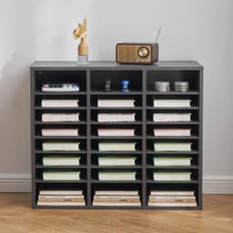 image-VEVOR Literature Organizer, 24 Compartments Office Mailbox with Adjustable Shelves, Wooden Mailbox Sorter Medium Density Fiberboard Office Home Classroom Storage for Files, Documents, Papers, Grey
