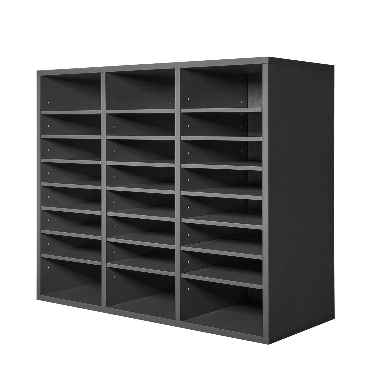 image-VEVOR Literature Organizer, 24 Compartments Office Mailbox with Adjustable Shelves, Wooden Mailbox Sorter Medium Density Fiberboard Office Home Classroom Storage for Files, Documents, Papers, Grey