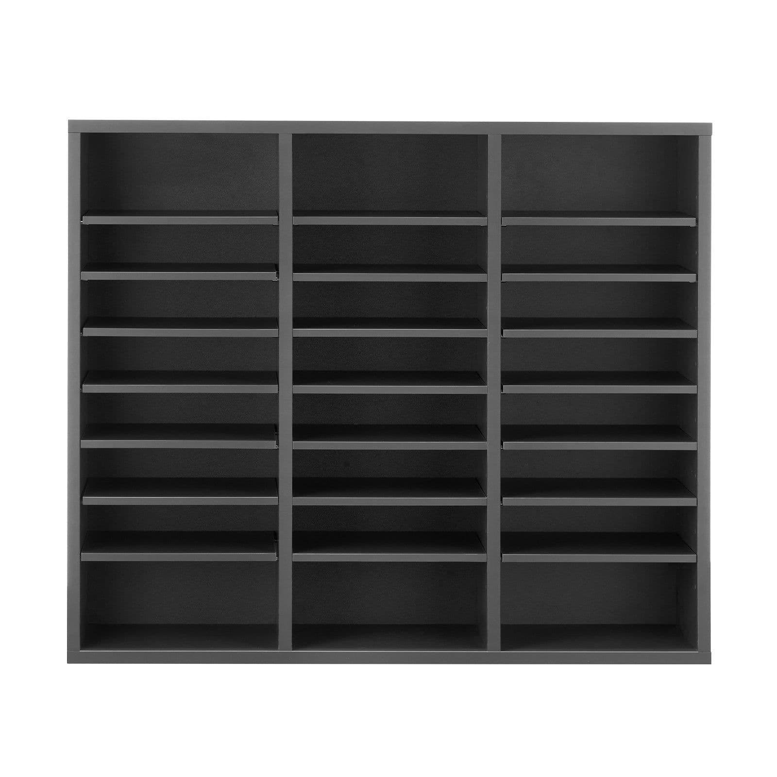 image-VEVOR Literature Organizer, 24 Compartments Office Mailbox with Adjustable Shelves, Wooden Mailbox Sorter Medium Density Fiberboard Office Home Classroom Storage for Files, Documents, Papers, Grey