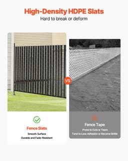 image-VEVOR Bottom Locking Privacy Slats, Double-Wall Vertical Bottom-Locking Slats with Wings for Chain-Link Fence, High-Density HDPE Chain Link Slats Ideally Fit 6' High Fence for Garden and Farm(Black)