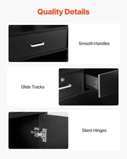 image-VEVOR Reception Desk, 47 Inch Rectangular Front Counter Table, Office Reception Counter with Lockable Drawer and Storage Cabinet, for Checkout, Lobby, Beauty Salon and Office, Black
