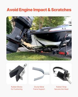 image-VEVOR Transom Saver, 23.6-59 in, Adjustable Boat Transom Saver with Composite Head, Corrosion-Resistant Easy-to-Install Transom Savers for Less Than 150 HP Outboard Motor , Fit for Roller & Trailer