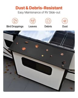 image-VEVOR Camper Awning Fabric Replacement, 1" to 13', Weatherproof Durable Slide Topper Awning with Bracket, Heavy Duty Slide Topper Awning with Stainless Steel Material, Fit for RV & Motorhome(Black)