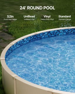 image-VEVOR 24-ft Round Above Ground Pool Liner, Unibead Pool Liners, Standard Gauge, 52inch Wall Height, Designed for Steel Sided Above-Ground Swimming Pools