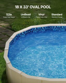 image-VEVOR 18-Foot-by-33-Foot Oval Pool Liner for Unibead Above Ground Swimming Pools, Standard Gauge, 52inch Wall Height