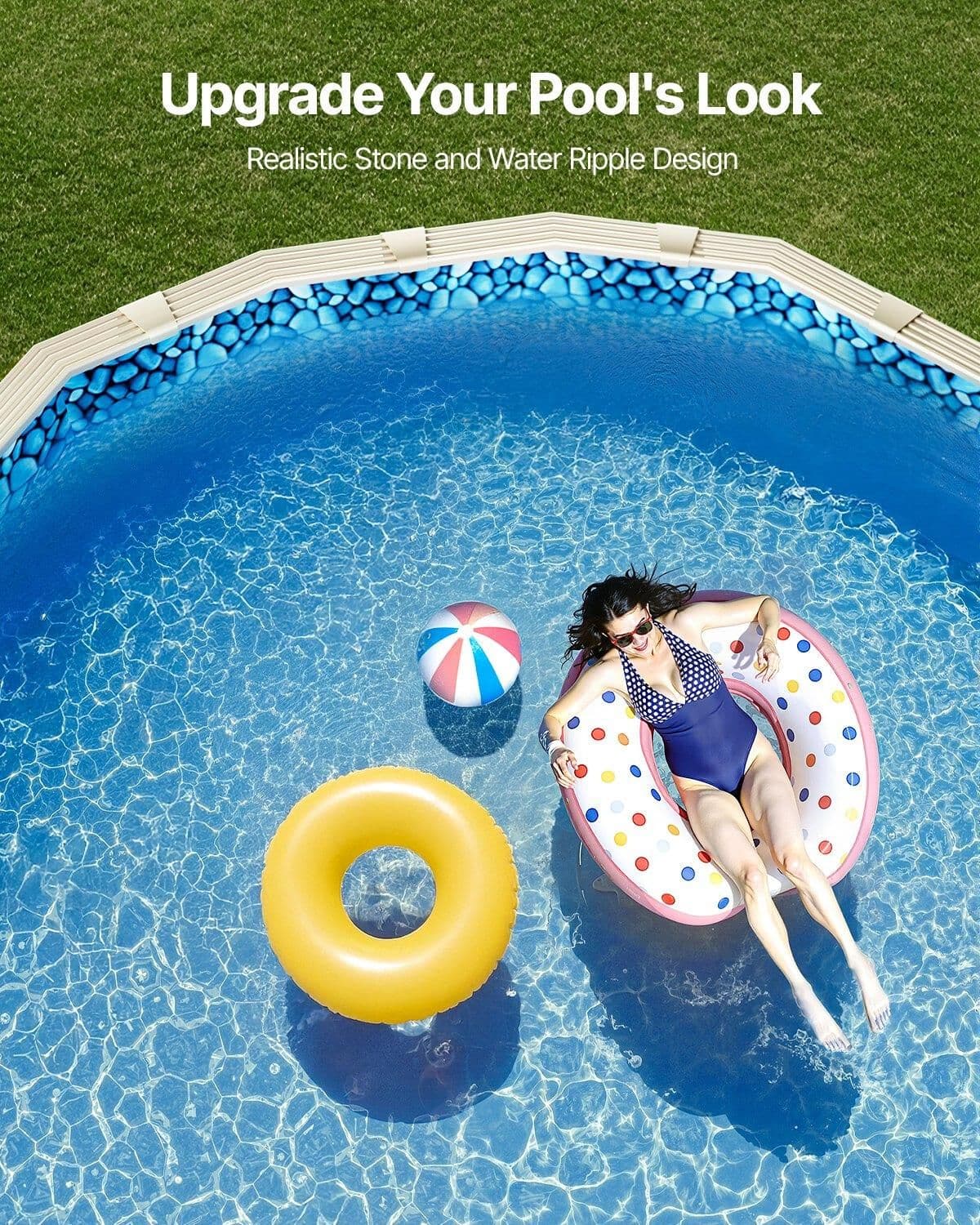 image-VEVOR 18-Foot-by-33-Foot Oval Pool Liner for Unibead Above Ground Swimming Pools, Standard Gauge, 52inch Wall Height