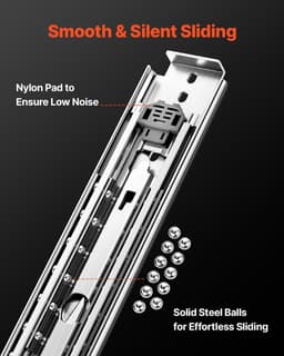 image-VEVOR 1 Pair Full Extension Drawer Slides 18 20 22 28 30 32 36 38 40 44 48 52 56 60 in, 500 lbs Load Capacity Locking Drawer Slides, Ball Bearing with Lock Side Mount Drawer Slide Rail