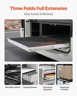 image-VEVOR 1 Pair Full Extension Drawer Slides 18 20 22 28 30 32 36 38 40 44 48 52 56 60 in, 500 lbs Load Capacity Locking Drawer Slides, Ball Bearing with Lock Side Mount Drawer Slide Rail