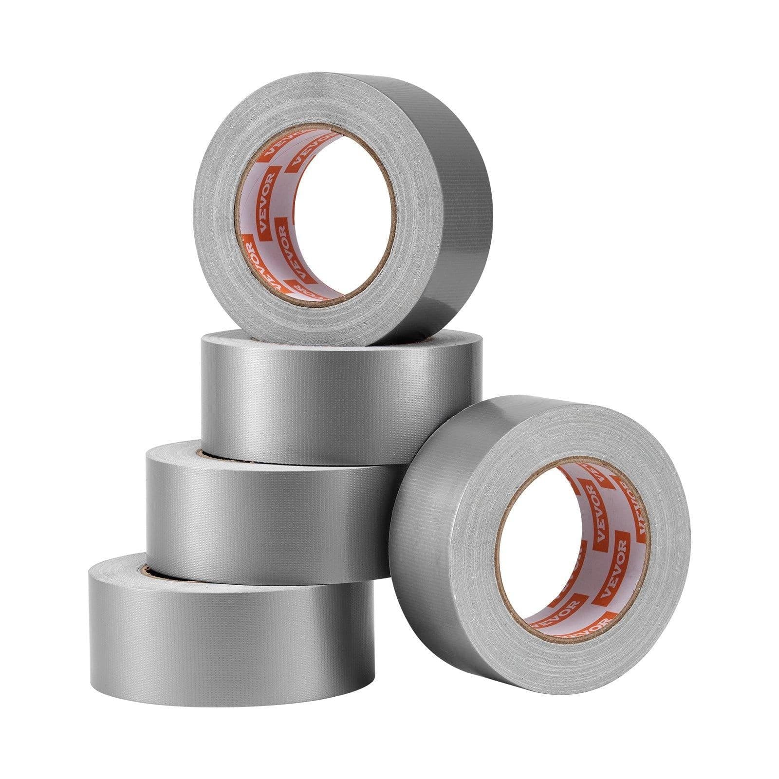 image-VEVOR 5-Pack Duct Tape, 2 in x 30 Yards, No Residue Strong Adhesive Waterproof Temperature-Resistant Heavy Duty Duct Tape, Tear by Hand, for Indoor Outdoor Repair, Industrial, All Weather, Sliver