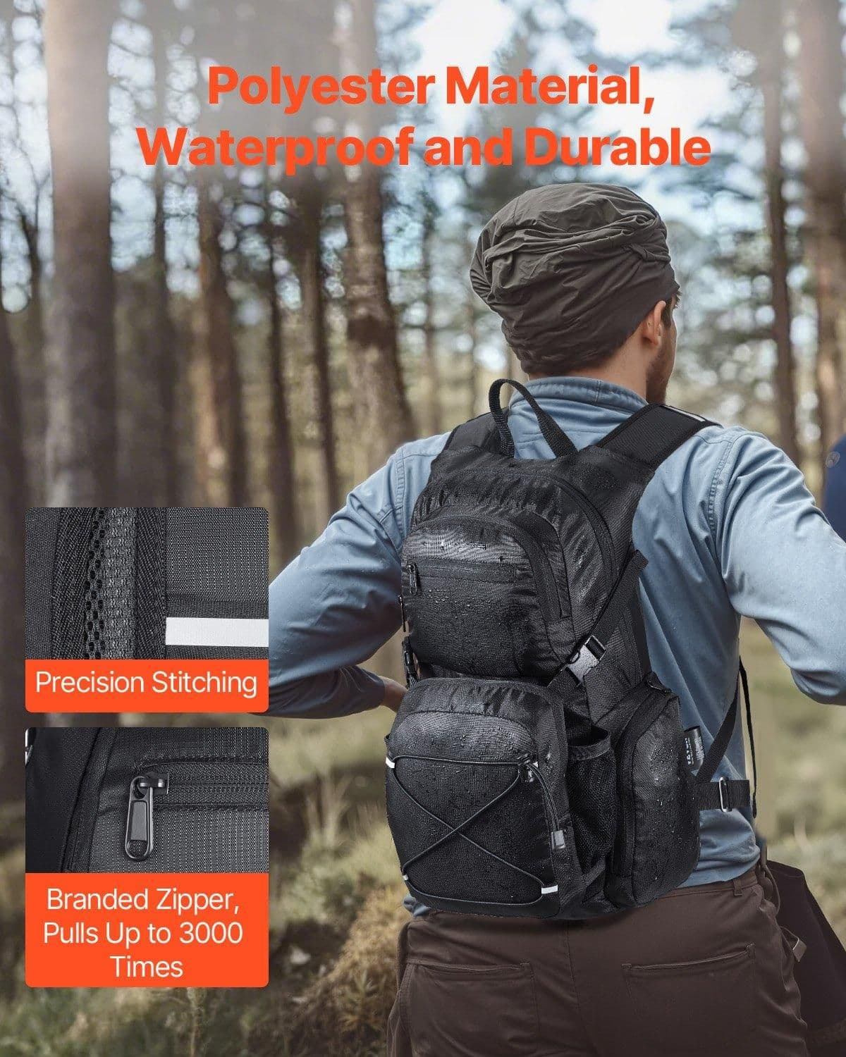 image-VEVOR Hydration Backpack, 25L Insulated Hydration Pack Backpack with 2L TPU Water Bladder, Hiking Water Backpack with Storage for Men Women, Hydro Water Daypack for Hiking Running Cycling Camping