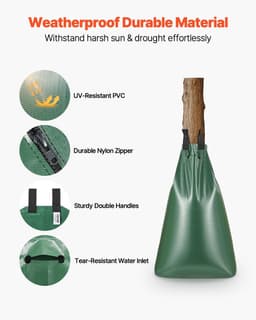 image-VEVOR Tree Watering Bag, 3 Packs 20 Gallons Watering Bags for New Trees, 5-9 Hours Slow Release Refillable Tree Drip Irrigation Bags with Zipper, Durable Tree Watering System for Deep Root Targeting