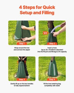 image-VEVOR Tree Watering Bag, 3 Packs 20 Gallons Watering Bags for New Trees, 5-9 Hours Slow Release Refillable Tree Drip Irrigation Bags with Zipper, Durable Tree Watering System for Deep Root Targeting