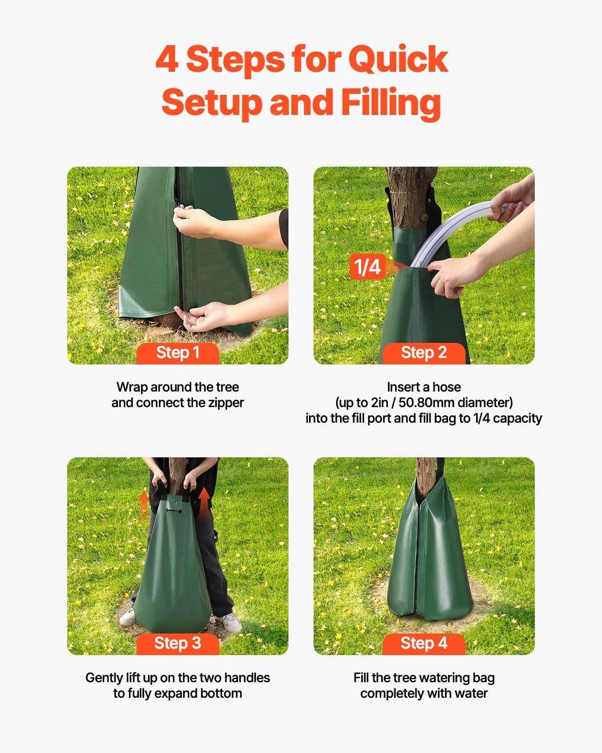 image-VEVOR Tree Watering Bag, 3 Packs 20 Gallons Watering Bags for New Trees, 5-9 Hours Slow Release Refillable Tree Drip Irrigation Bags with Zipper, Durable Tree Watering System for Deep Root Targeting