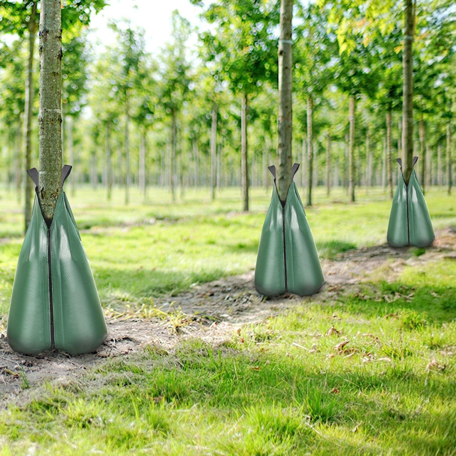 image-VEVOR Tree Watering Bag, 3 Packs 20 Gallons Watering Bags for New Trees, 5-9 Hours Slow Release Refillable Tree Drip Irrigation Bags with Zipper, Durable Tree Watering System for Deep Root Targeting