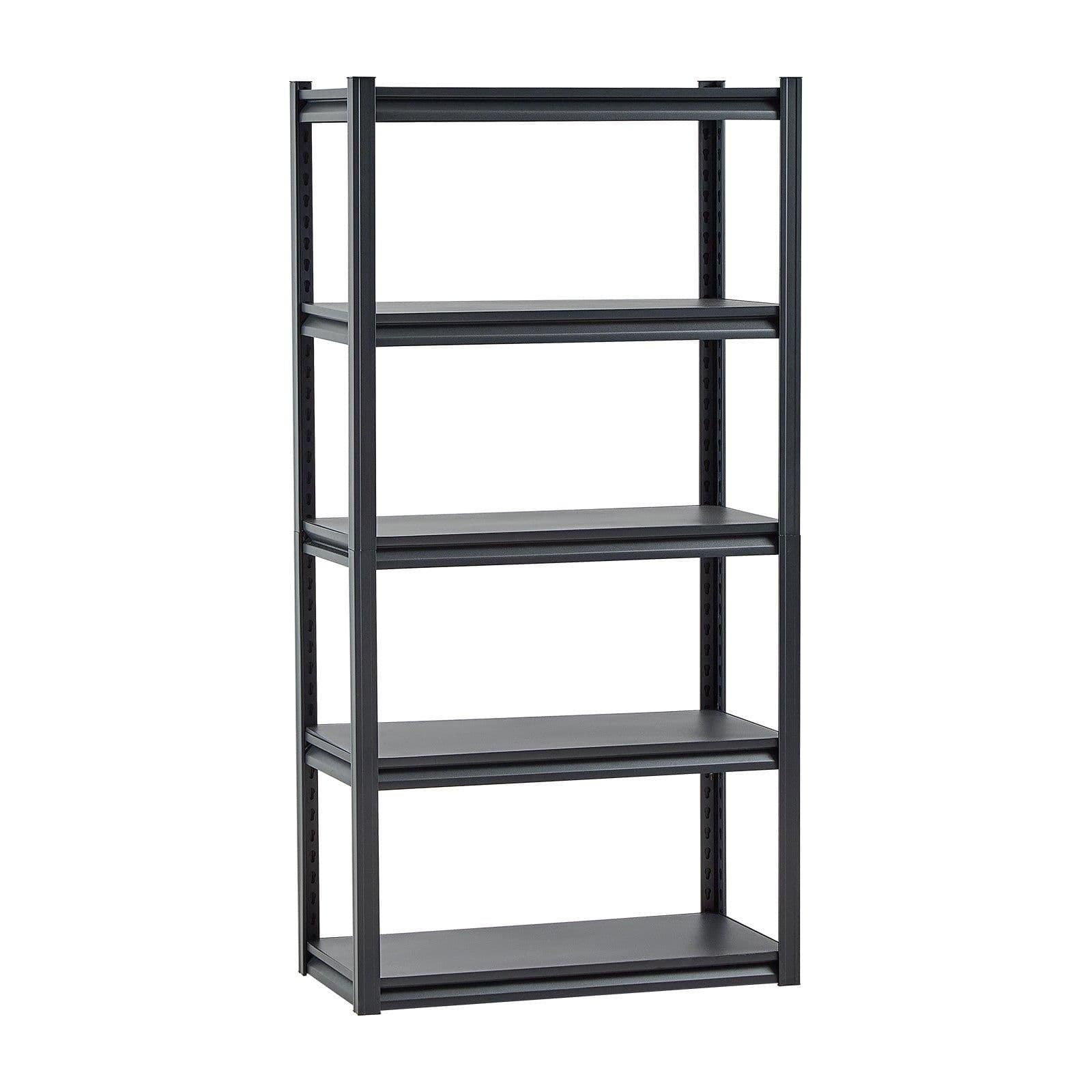 image-VEVOR Storage Shelves, 2000 lbs, 5 Tier Garage Storage Shelving, 16" D x 32" W x 63" H Adjustable Metal Shelves for Garage Shelves Utility Rack Shelf, Ideal for Kitchen, Warehouse, Basement, Black