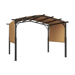 image-VEVOR 10 x 10 ft Outdoor Pergola, Arched Top Metal Pergola, Retractable Pergola with Sun Shade Canopy, Large Patio Shelter Pavilion, Heavy Duty Garden Pergola for Deck Backyard Porch Poolside