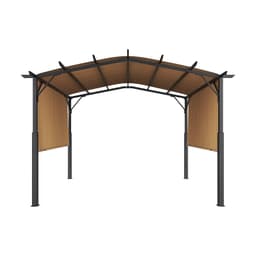 image-VEVOR 10 x 10 ft Outdoor Pergola, Arched Top Metal Pergola, Retractable Pergola with Sun Shade Canopy, Large Patio Shelter Pavilion, Heavy Duty Garden Pergola for Deck Backyard Porch Poolside