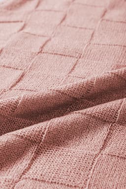 image-Pink Lattice Textured Knit Short Sleeve Sweater - Sizes S-3XL