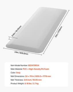 image-VEVOR Fall Mat for Elderly, 3/4-inch Thickened Fall Prevention Pad with Beveled Edge, Anti-Slip Bedside Safety Floor Mat for Seniors, Handicaps, Patients (24 x 70 inch)