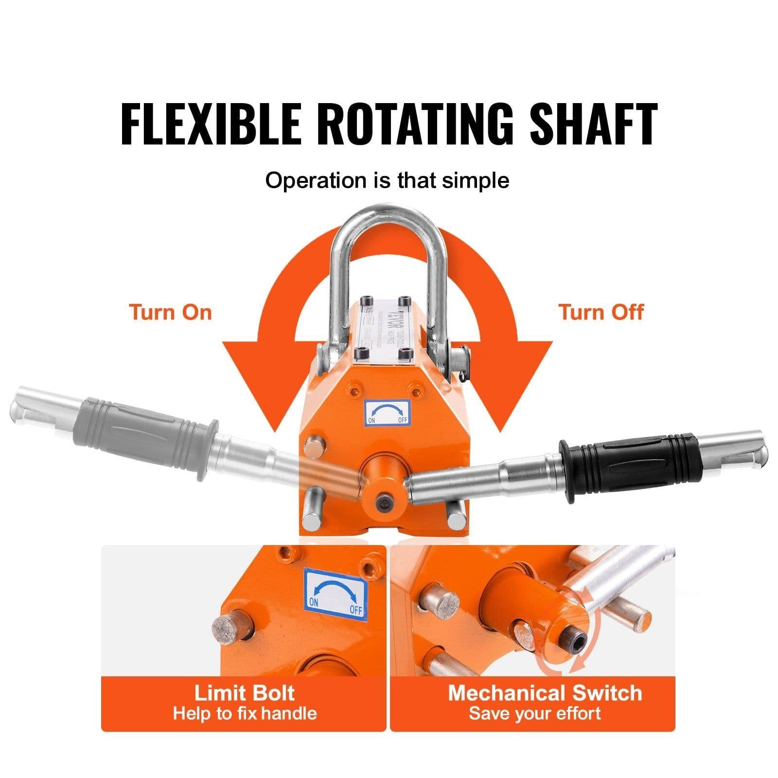 image-VEVOR Magnetic Lifter, 2200lbs/1000kg Pulling Capacity, 2.5 Safety Factor, Neodymium & Steel, Lifting Magnet with Release, Permanent Lift Magnets, Heavy Duty Magnet for Hoist, Shop Crane, Block, Board