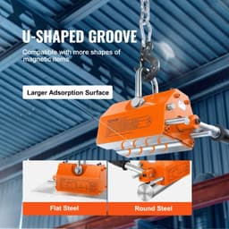 image-VEVOR Magnetic Lifter, 2200lbs/1000kg Pulling Capacity, 2.5 Safety Factor, Neodymium & Steel, Lifting Magnet with Release, Permanent Lift Magnets, Heavy Duty Magnet for Hoist, Shop Crane, Block, Board