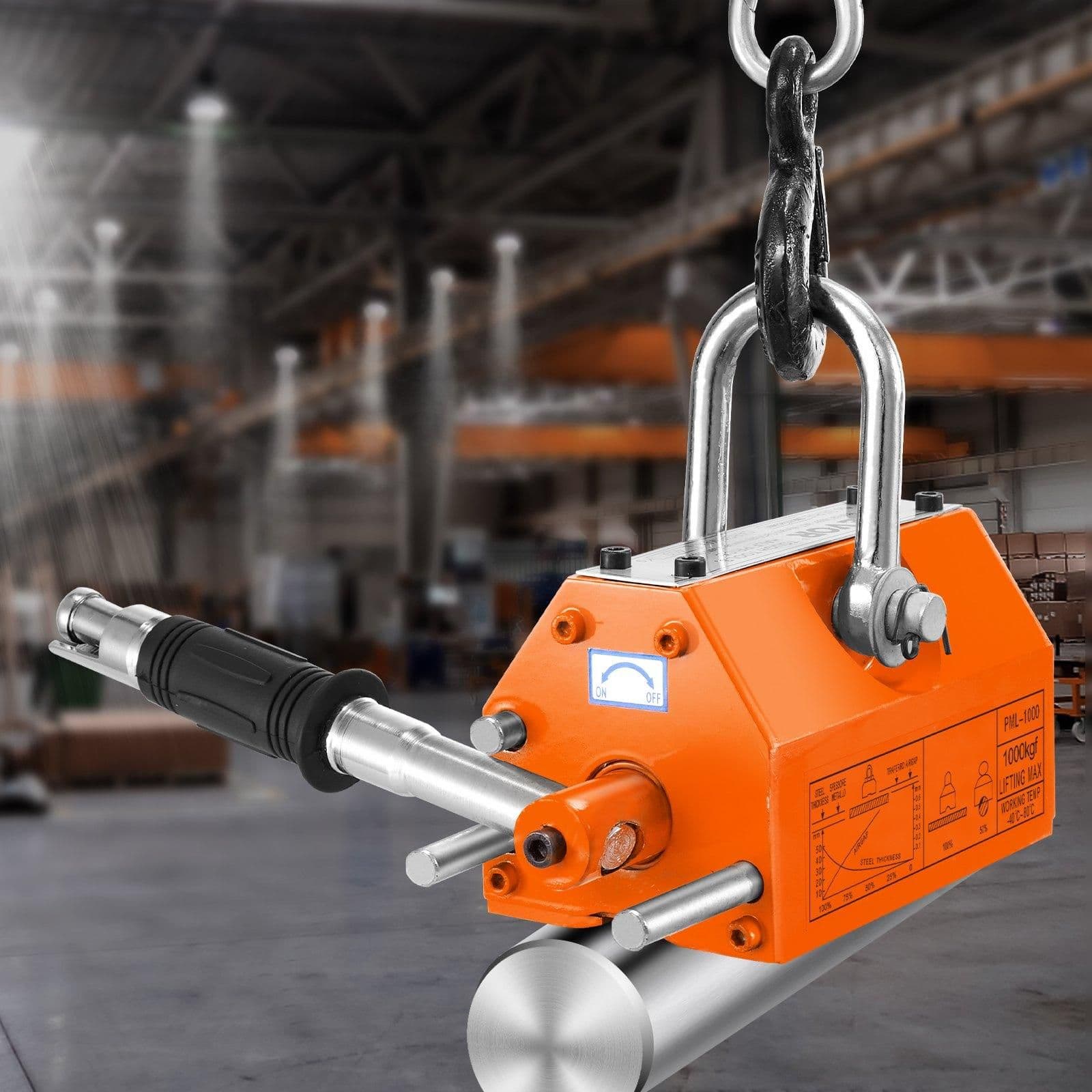 image-VEVOR Magnetic Lifter, 2200lbs/1000kg Pulling Capacity, 2.5 Safety Factor, Neodymium & Steel, Lifting Magnet with Release, Permanent Lift Magnets, Heavy Duty Magnet for Hoist, Shop Crane, Block, Board