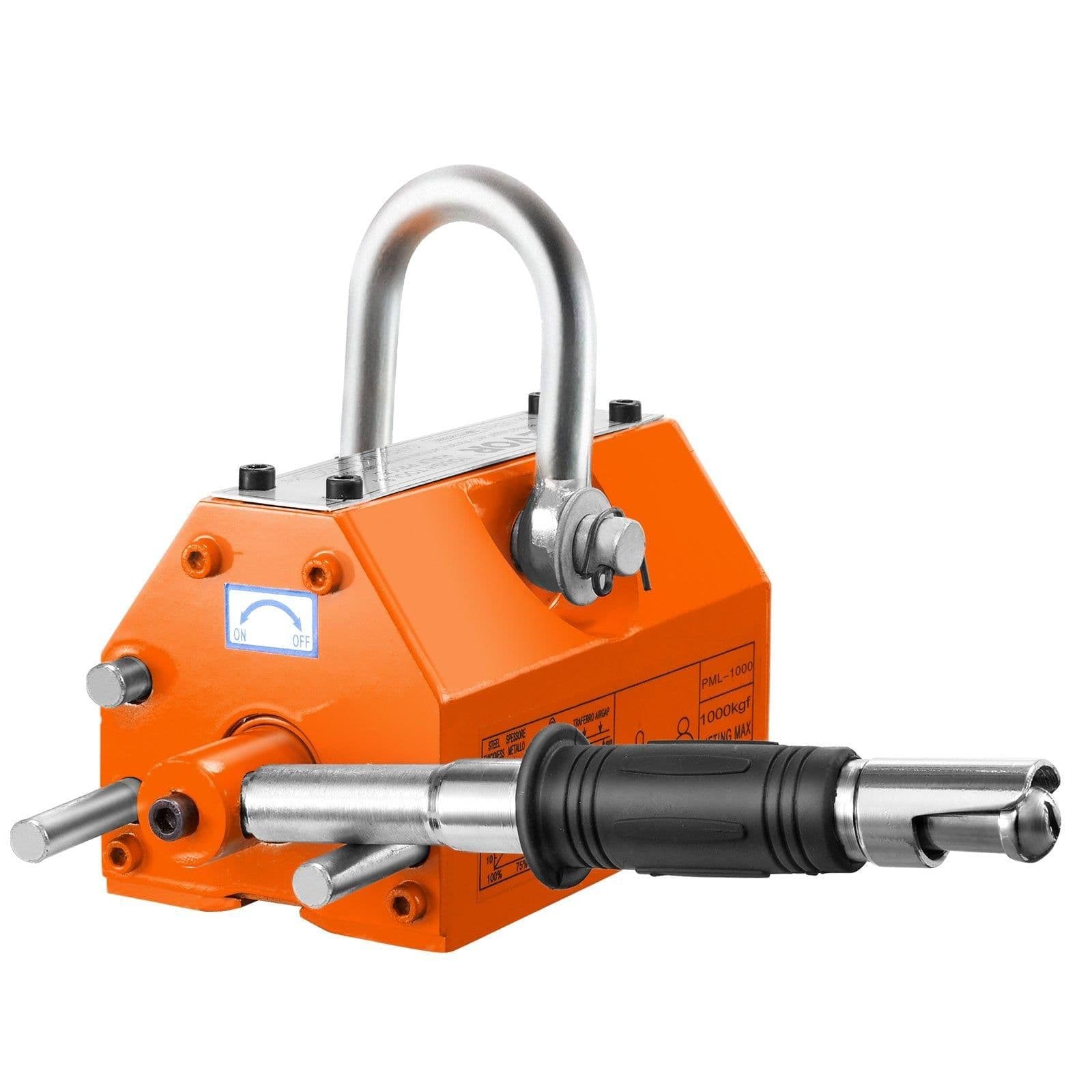 image-VEVOR Magnetic Lifter, 2200lbs/1000kg Pulling Capacity, 2.5 Safety Factor, Neodymium & Steel, Lifting Magnet with Release, Permanent Lift Magnets, Heavy Duty Magnet for Hoist, Shop Crane, Block, Board