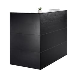 image-VEVOR Reception Desk, 55Inch L-Shaped Front Counter Table, Office Reception Counter with Drawer Keyboard Tray and Storage Cabinet, for Checkout, Lobby, Beauty Salon & Office, Black